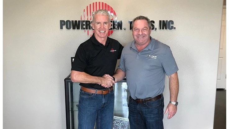 Left to right: Sam McNabb, president and owner of Powerscreen Texas, and Sean Donaghy, EvoQuip territory sales manager.