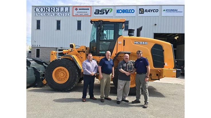 Pictured from left: Ryan Correlli, general manager; Bill Correlli, sales and parts manager; Patrick Correlli, president; and Bill Klein, HCEA district manager Northeast