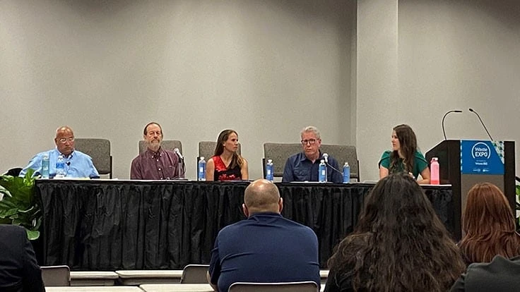 From left: Panelists Bob Cappadona, Chaz Miller, Kate Bailey and Michael Timpane and moderator Kristin Kinder of Wastequip