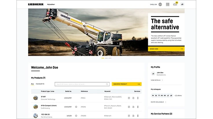myliebherr equipment website