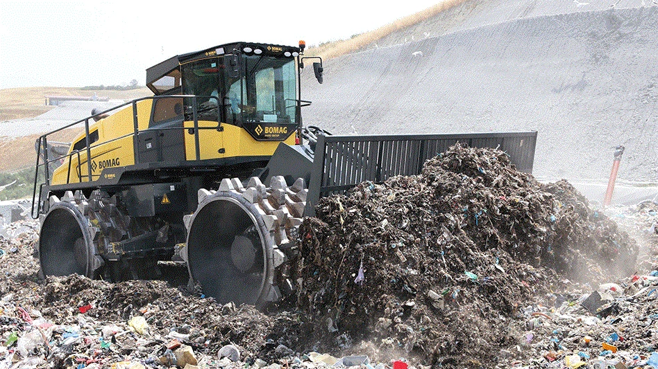 Bomag compactor at a landfill
