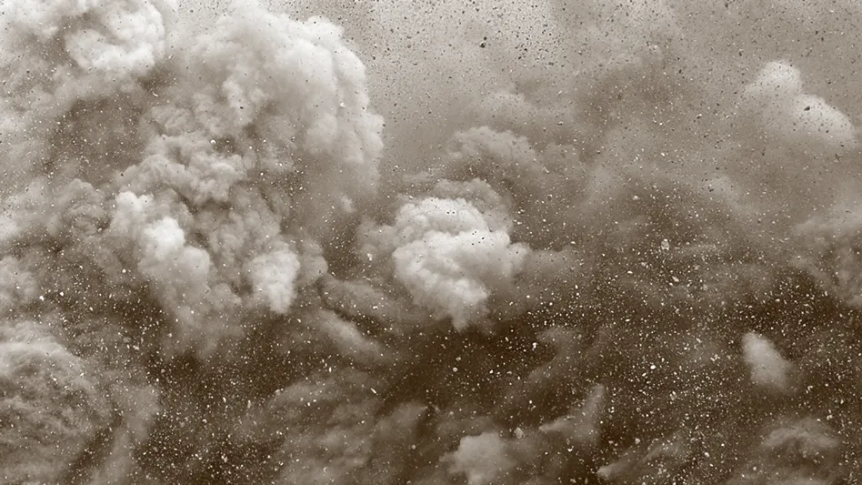 clouds of dust swirling in air