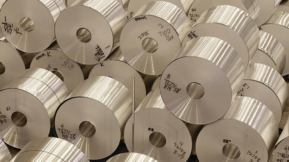 multiple rolls of stacked aluminum coils