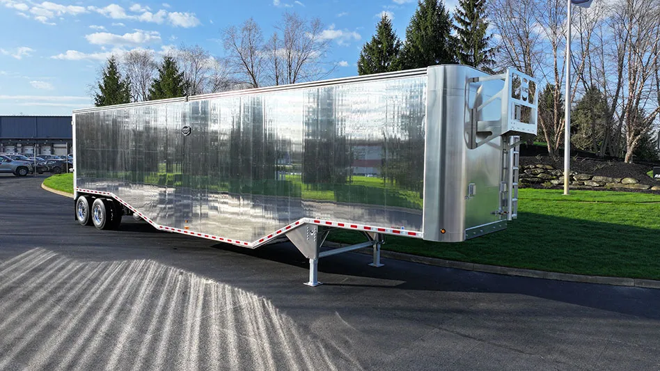 a shiny aluminum trailer