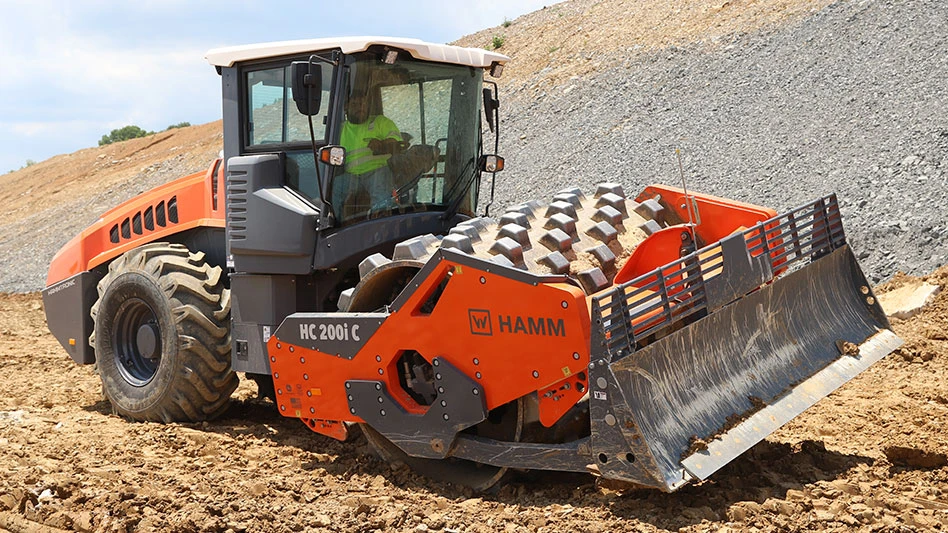 photo of an earthwork compactor