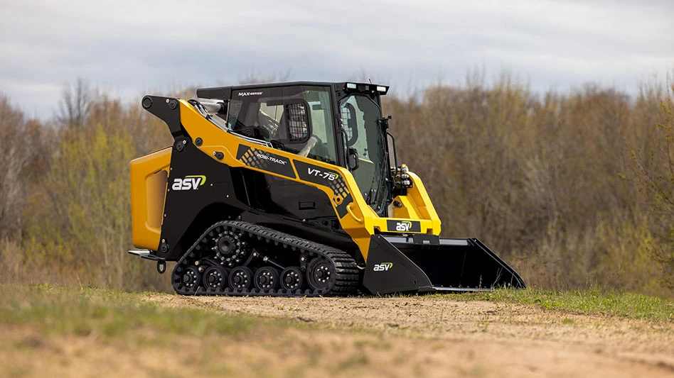 track loader in a field