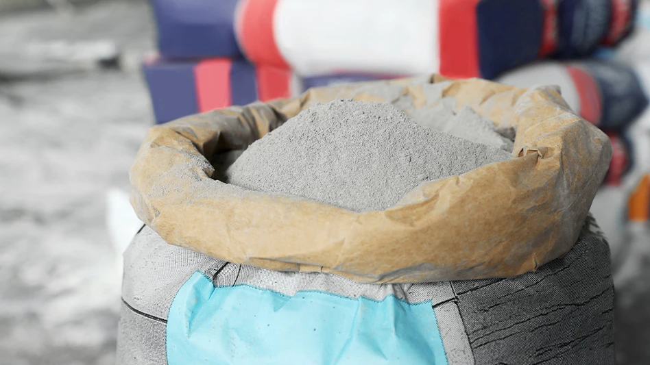 bag of cement at construction site