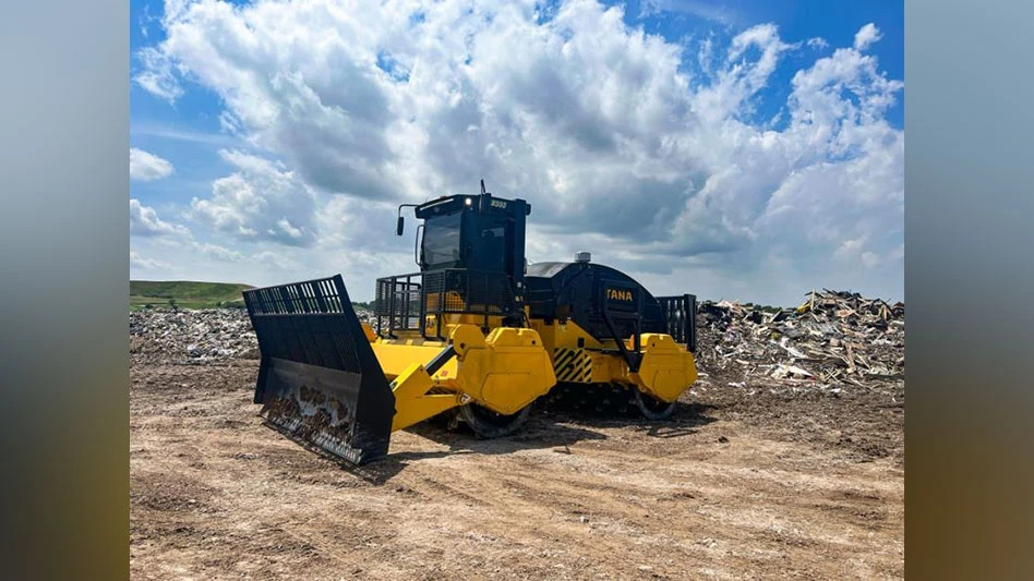 Landfill compactor in a landfill setting