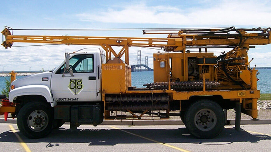 white construction truck